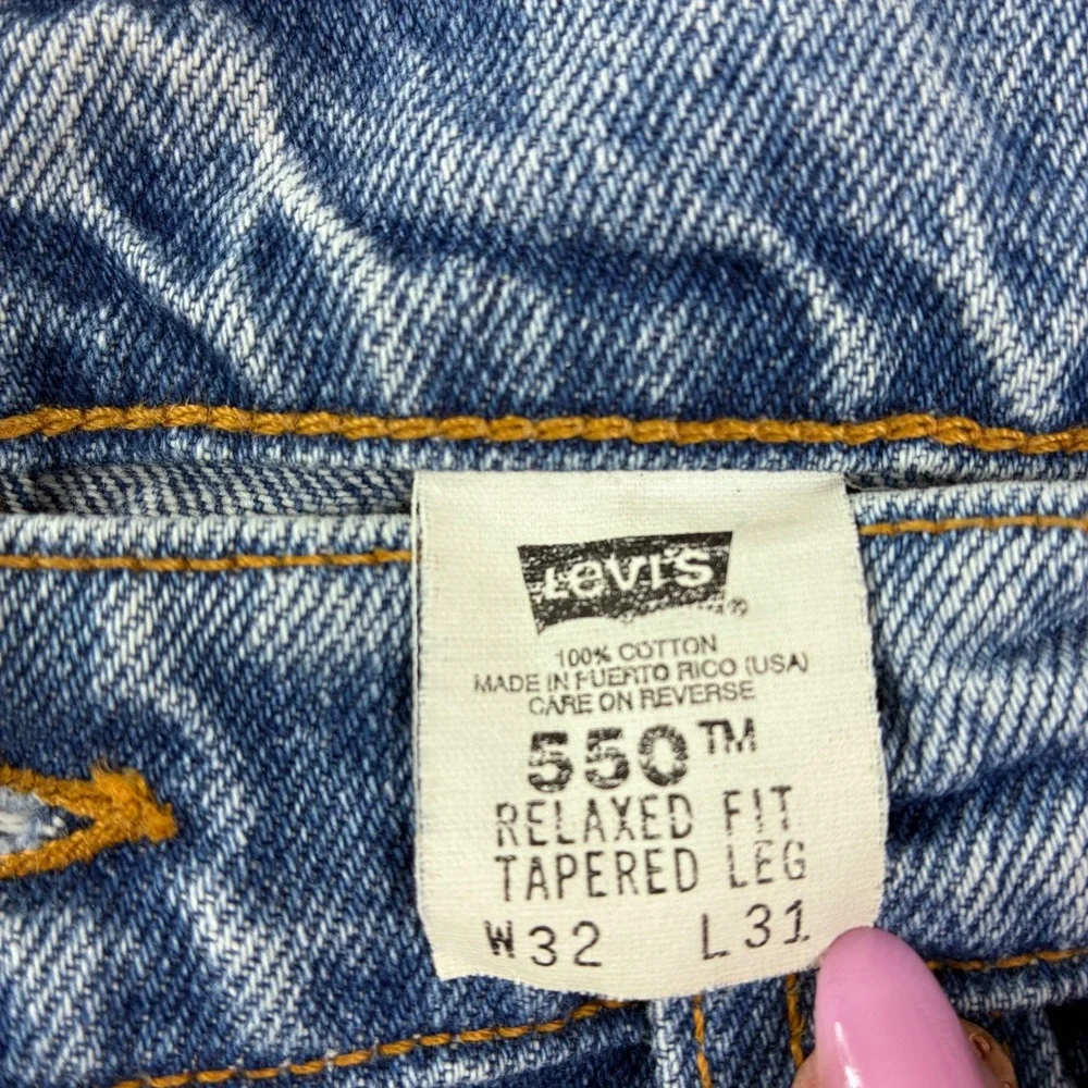 Vintage 90s‎ Levi's 550 Relaxed Fit Tapered Leg Jeans Made USA Puerto Rico 32x31